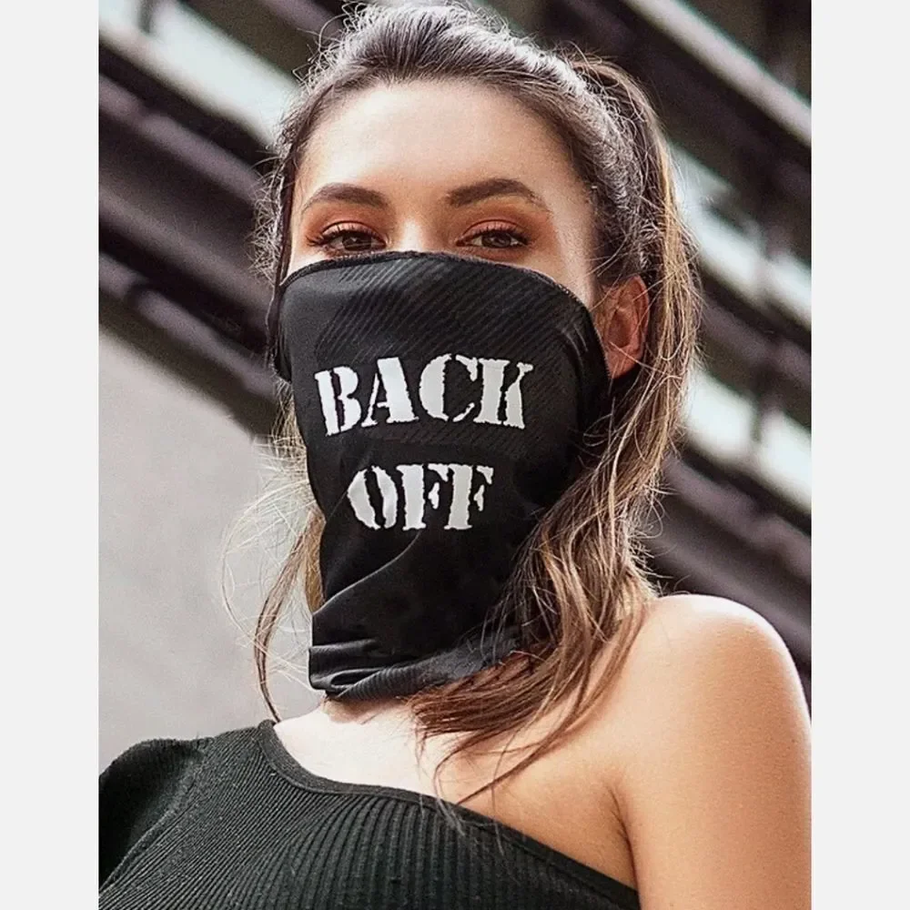Face/ Neck Bandana - Back Off - Black Print